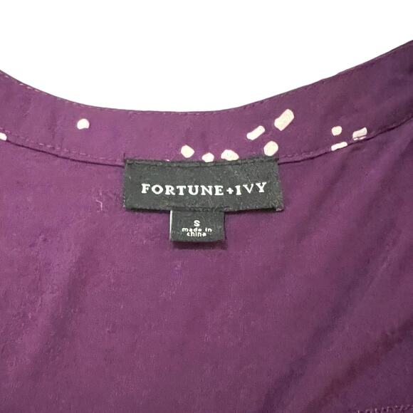 Fortune + Ivy Medium Collyn Mixed Material Blouse - Stitch Fix 3/4 Tie Sleeve - Picture 4 of 12